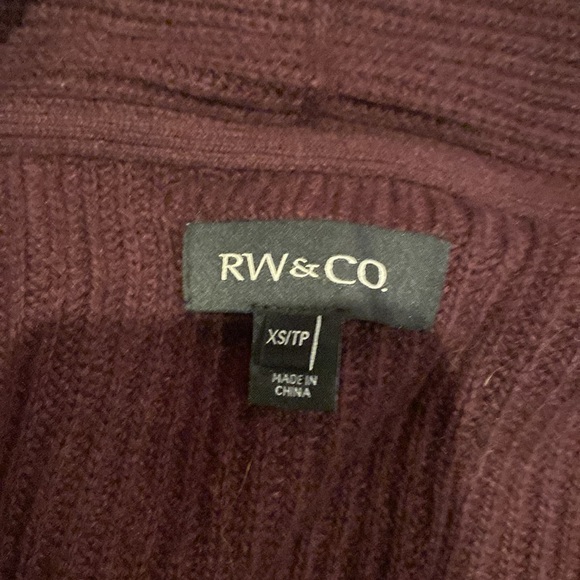 Mens RW&CO burgundy sweater cardigan - Picture 2 of 3